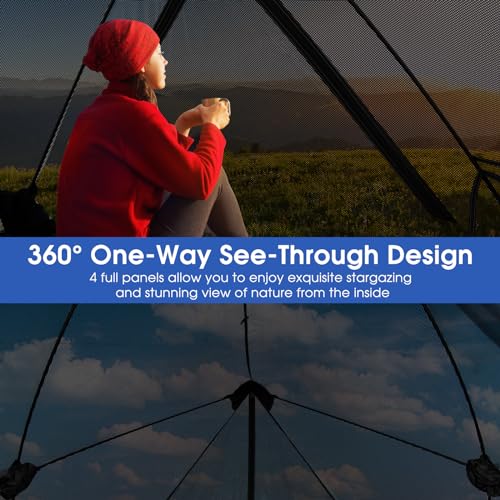 Goplus Pop-up Camping Tent 2-3 Person, 360° One-Way See-Through Family Tent, Waterproof Windproof 4-Season Shelter Tent w/...