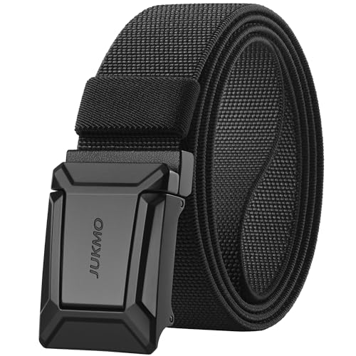 JUKMO Stretch Tactical Belt for Men, Military Work Rigger Hiking 1.5" Elastic Nylon Web Ratchet Quick Release Belt