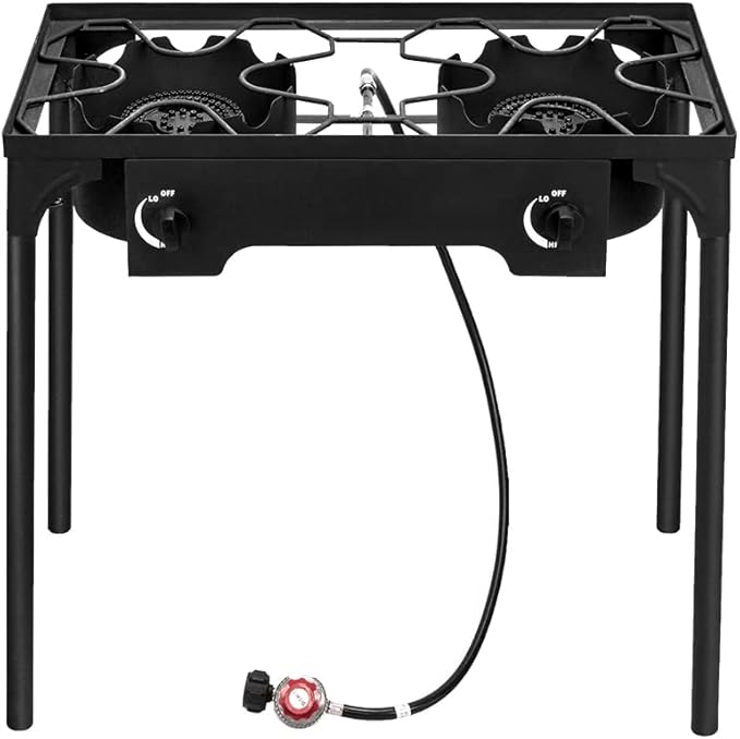 Portable Outdoor High-Pressure Camping Stove,150000-BTU 2 Burner Camping Modular Cooking Cooktop,Propane Gas Cooker,Camp S...