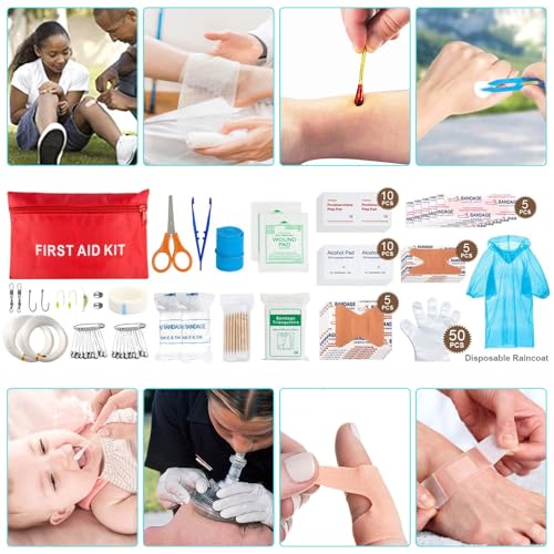 Survival Kit and First Aid Kit, 236PCS Survival Gear Camping Essentials Emergency Medical Supplies with Tactical MOLLE Pou...
