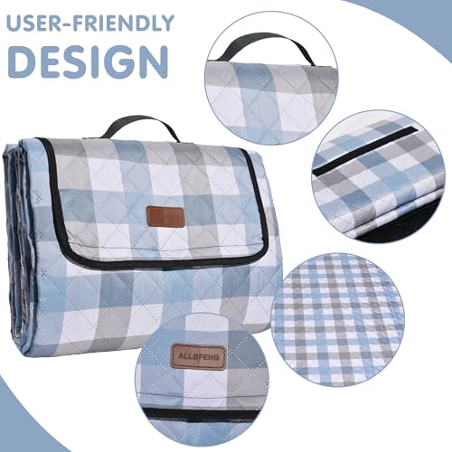 Extra Large Picnic Blanket 80''x 80'' Waterproof Foldable Picnic Mat for Beach, 5-Layer Outdoor Blanket for 6 to 8 Adults,...