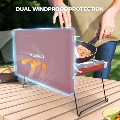 CAMPLUX Safari 2 Burner Propane Camping Stove 20,000 BTU, Portable 2 Burner Propane Camping Grill Stove with Foldable Leg...