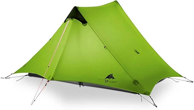 3F UL GEAR Lanshan 2 Person Tent Hiking Ultralight Camping Tent Professional 15D Silnylon Rodless Trekking Pole Tent Water...