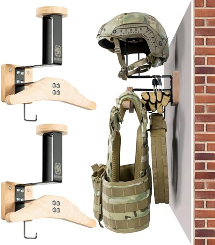 ONETIGRIS Tactical Gear Wall Mount, Motorcycle Helmet Holder Wall Mount Stand, Plate Carrier Rack Jacket Hanger Display Or...