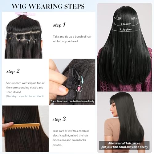 SIYUSI Clip in Hair Extensions Real Human Hair, 100% Brazilian Remy Human Hair Clip Ins, Invisible & Scalp-Friendly, Natural Black Mixed Chestnut Brown,7Pcs 4.23oz, 18 Inch