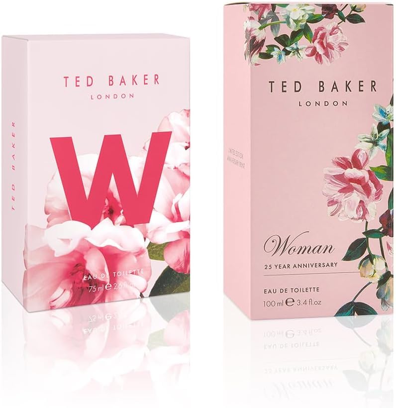 Ted Baker W and Woman Pink EDT Bundle, includes W EDT, pink orchid, fig leaf and white peony top notes 75ml with Woman Pink EDT, floral green feminine fragrance 3.38 fl oz