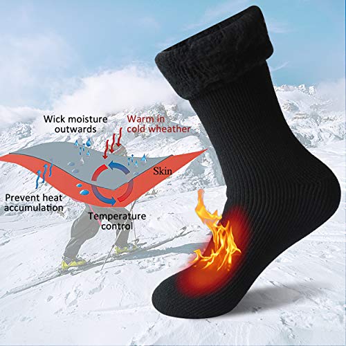 2 Pack Mens Winter Warm Thick Thermal Socks for Women Full Cushioned Insulated Heated Crew Boot Socks for Hiking Skiing