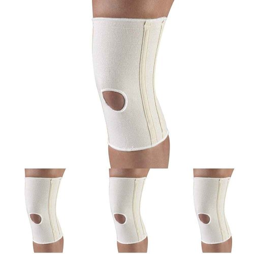 Champion Knee Brace Flexible Stays Knit Elastic, White, Large (Pack of 4)