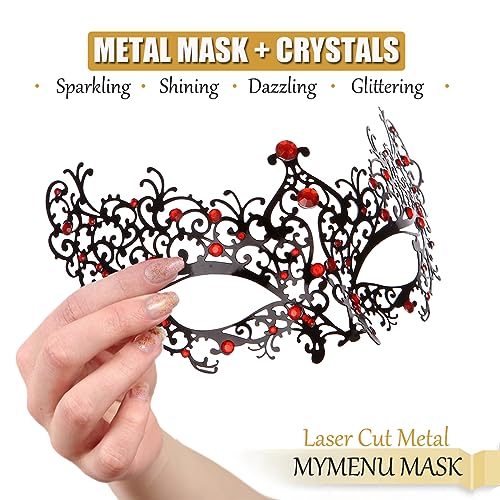 MYMENU Masquerade Mask for Women Shiny Rhinestone Metal Mask Venetian Mask for Party Prom Ball