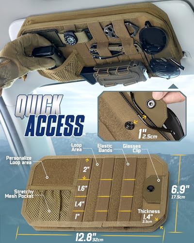 WYNEX Molle Car Sun Visor Organizer, Original Design Car Accessories with Zipper Visor Storage Pouch & Glasses Clip, Semi-...