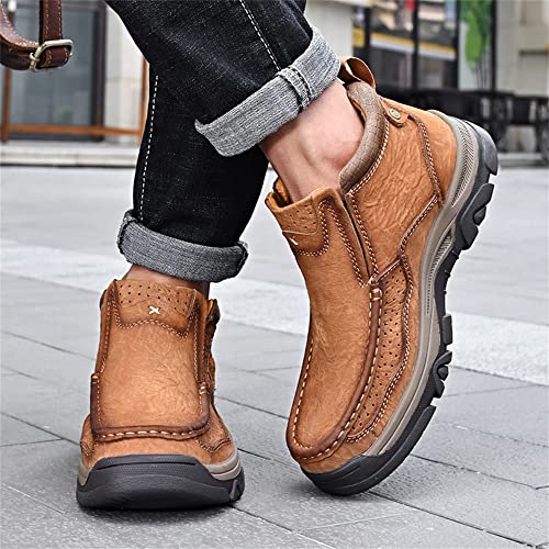 MOSTELO Mens Slip On Casual Loafers Classic Outdoor Leather Walking Hiking Shoes Comfortable for Work Office Dress Outdoor...
