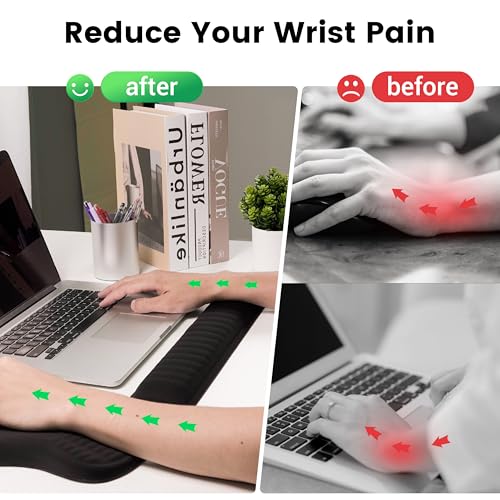 MEKASS Ergonomic Mouse Pad and Keyboard Wrist Rest Set, Super Soft Memory Foam Desk Wrist Support for Computer Keyboard, N...