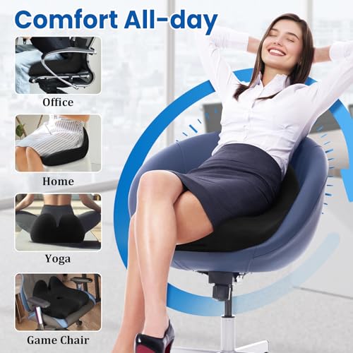 CushZone Seat Cushion, Memory Foam Office Chair Seat Cushion for Office Chairs/Car/Long Trip/Desk Chair/Gaming, Extra Larg...