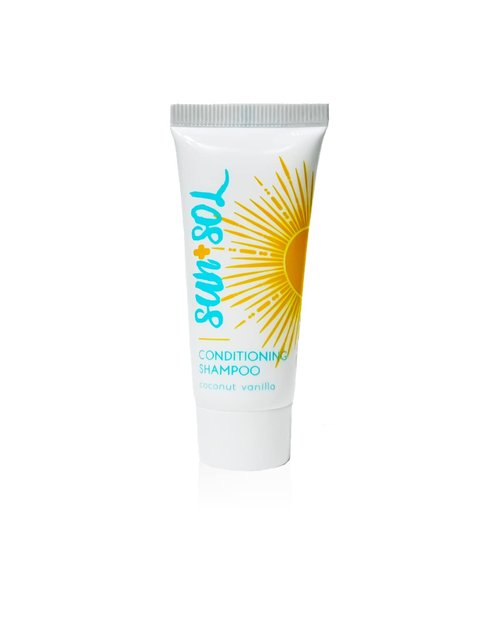 World Amenities - Sun + Sol Bulk Cleansing 2 in 1 Shampoo & Conditioner With Warm Coconut & Vanilla Fragrances, Travel Size Toiletries, Mini Hotel Amenities, 0.7 oz, 300 Count