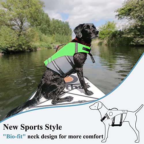 VIVAGLORY + Neoprene Dog Life Vest + Sports Style Dog Life Jacket, Swimming Vest with Handle, Ripstop & Buoyancy
