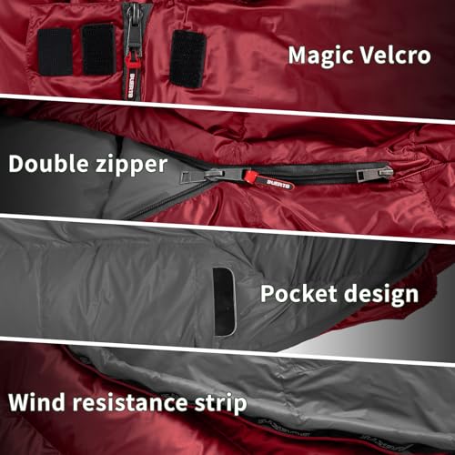 BUERTS Down Sleeping Bag for Adults Cold Weather Ultralight & Compact 680FP Backpacking Sleeping Bag for Camping, Hiking, ...