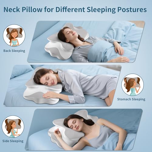 Cervical Neck Pillow - Neck Support Pillows for Sleeping, Contour Memory Foam Pillows for Side, Back & Stomach Sleepers, E...