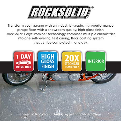 Rust-Oleum 317284 RockSolid Polycuramine Garage Floor Coating, 2.5 Car Kit, High Gloss Dark Gray