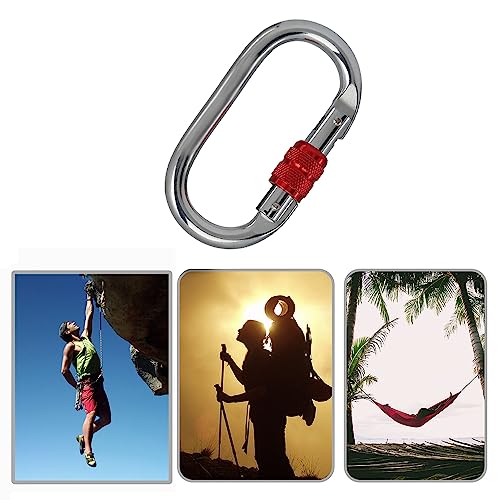 Heavy Duty Locking Climbing Carabiner Clip CE Rated 25 kN 5600 LB Rugged Terrain Approved Industrial Strength Twist Lock C...