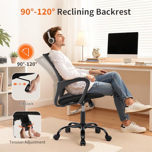 BestOffice Office Chair Ergonomic Cheap Desk Chair Mesh Computer Chair Lumbar Support Modern Executive Adjustable Stool Ro...