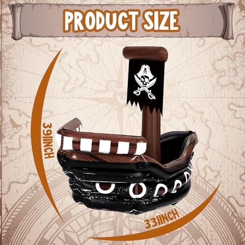Zhanmai Inflatable Pirate Ship Drink Cooler Inflatable Serving Bar Food Container for Summer Carniva Mardi Gras Pirate Bir...