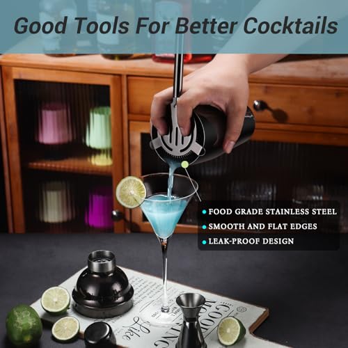 Cocktail Shaker Set Bartender Kit with Stand, 12 Piece Bar Set Drink Mixer Set with Stainless Steel Bar Accessories Tools:...