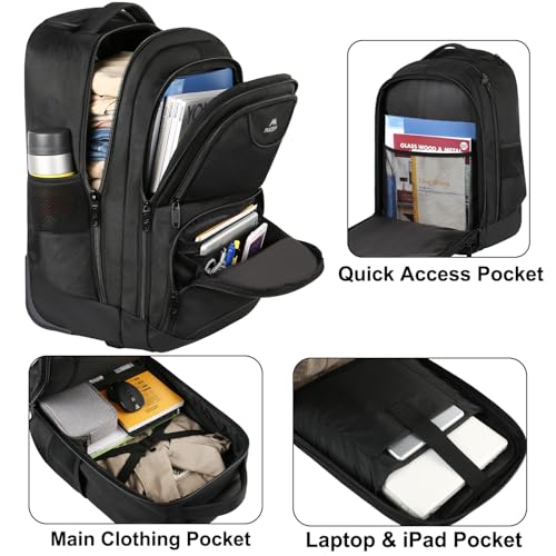 MATEIN Rolling Backpack, 17 inch Water Resistant Wheeled Laptop Backpack, Carry on Luggage Business Bag, Overnight College...