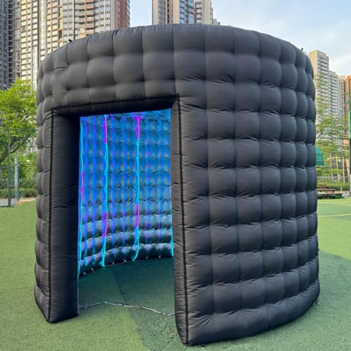 Vinfgoes 10ft Diameter Round Inflatable LED 360 Photo Booth Enclosure with Led Light, Air Blower Photo Booth Backdrop for ...