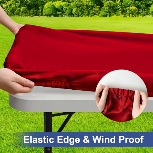 homing Rectangle Table Cloth Cover, Waterproof Polyester Elastic Fitted Tablecloth, Fits for 6 Foot Folding Tables, Washab...
