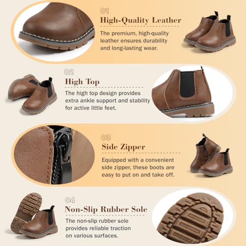 Zoolar Boys Girls High Top Combat Ankle Boots Kids Waterproof PU Leather Fall Boots Winter Warm Snow Outdoor Hiking Shoes ...