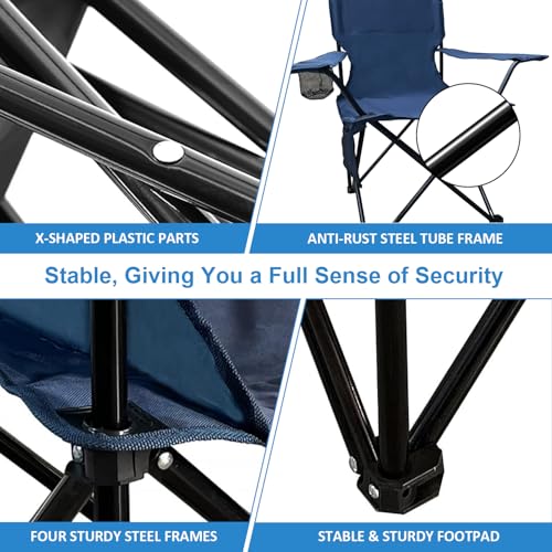 SAILARY Folding Camping Chair with Cup Holder and Cooler Bag, Portable Outdoor Chair for Camping, Fishing, Beach, Picnic, ...