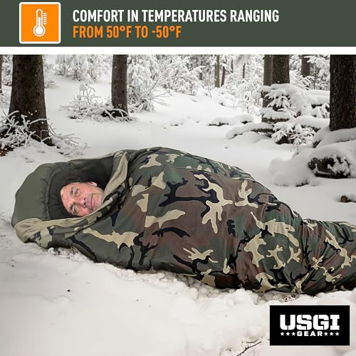 USGI Gear Military Sleeping Bag System Tactical Gear – 4-Part Modular Sleeping Bags Cold Weather Includes Stuff Sack, Bivy...