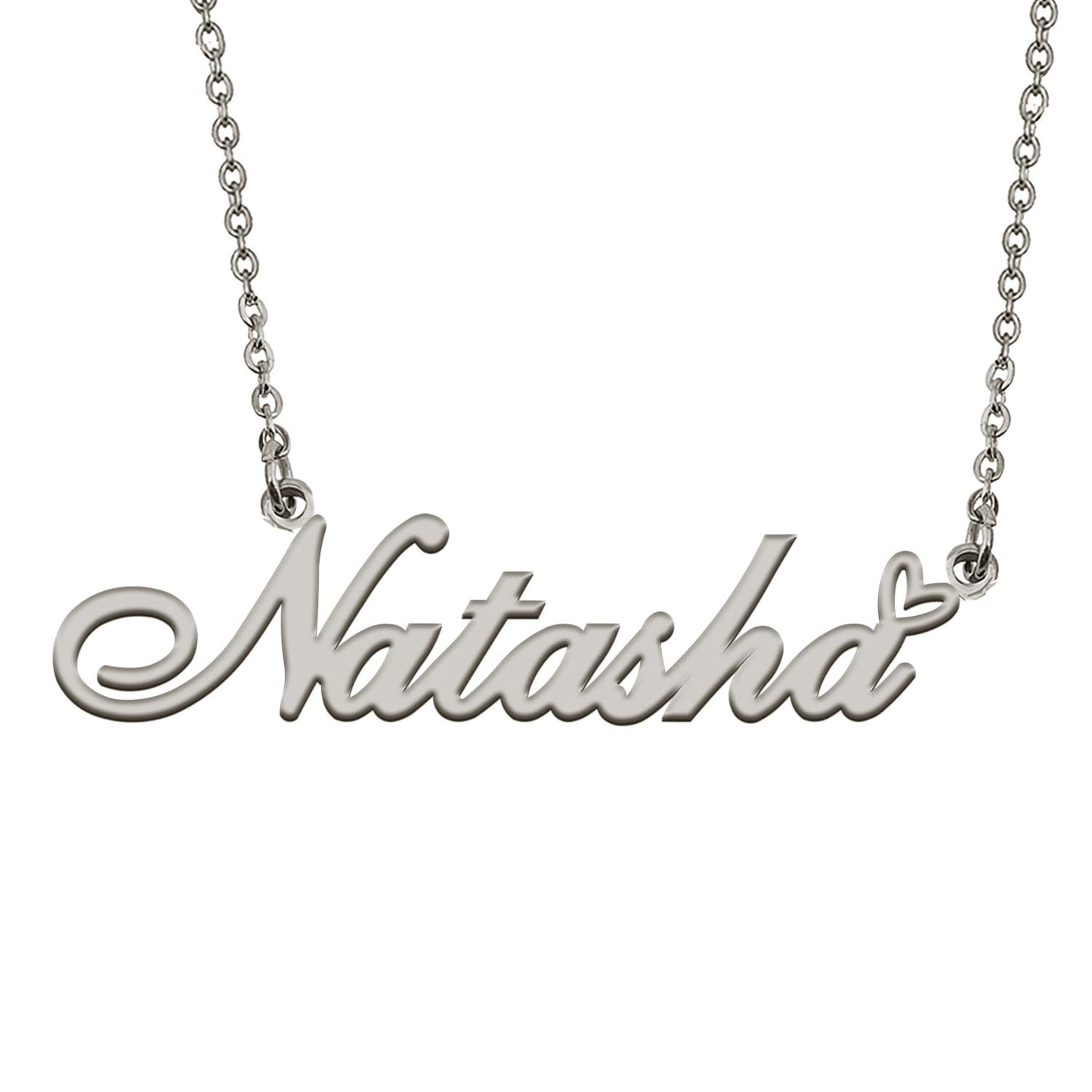 HUAN XUN Customized Natasha Name Necklace Silver Stainless Steeel for Women Personlized Jewelry Gifts for Mother