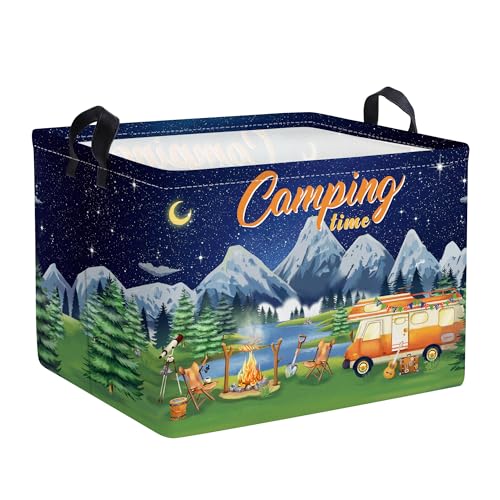 Clastyle Black Night Camping Storage Basket Clothes Toy Tool Food Picnic Basket Outdoor Beach Pool Towel Basket Rectangle ...