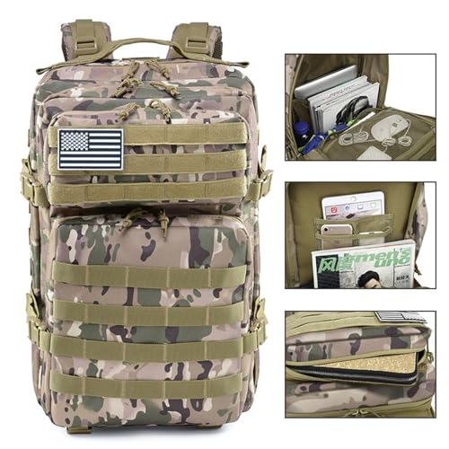 Tactical Backpack 45L Camouflage Army Rucksack with Hydration Compartment for Hiking Camping Outdoor (#8)
