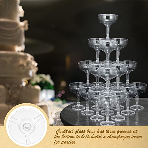 Potchen 100 Pcs Plastic Champagne Party Glasses 5 oz Clear Disposable Champagne Glasses Stackable Acrylic Martini Flutes U...