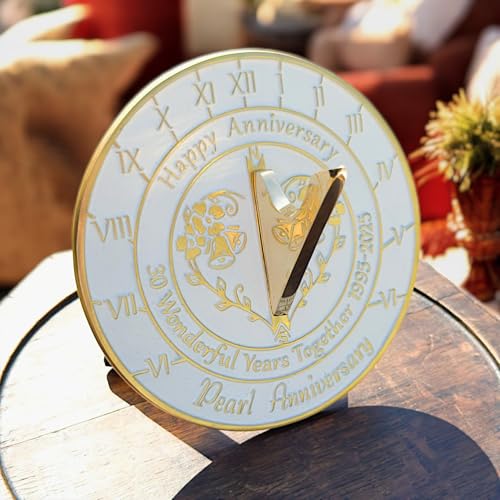 Anniversary Sundial Gift for 30th Pearl Wedding Anniversary in 2025 - Recycled Metal Home Decor Or Garden Present Idea - Handmade in UK for Him, Her Parents Or Couples 30 Year Celebration