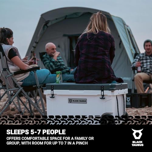 Black Taurus Turbo Heavy-Duty Camping Tent – Quick-Setup 4-Season Family Tent with Waterproof 150D Shell & Instant Frame –...