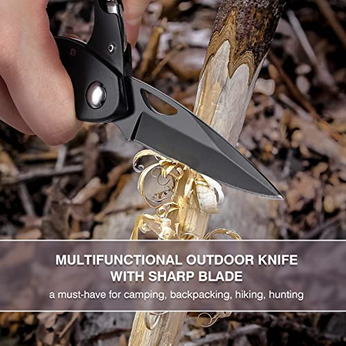 FUNBRO Multitool Carabiner with Pocket Knife, Stocking Stuffers Gifts for Men, EDC Carabiners with Folding Knives, Bottle ...