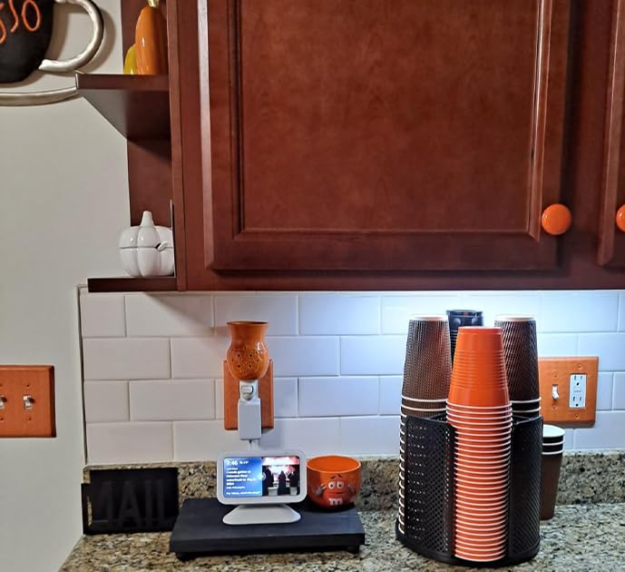 YTROG Coffee Cup Dispenser, Disposable Paper Cup and Lid Holder 360° Rotatable with 4 Compartments,Can Stacking 3-16oz Cups and Lid Holder for Coffee Shop,Home Countertop,Office,Restaurant,Kitchen