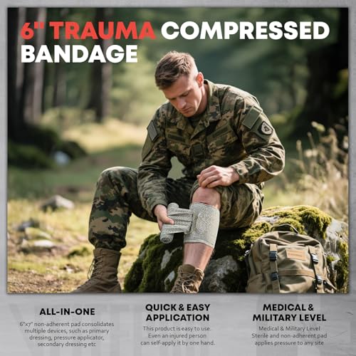 Advanced Trauma First Aid Kit - Emergency Camping Gear with Tourniquet Kit, Compression Bandage, 36" Splint | Portable Sur...