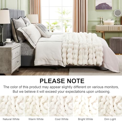 DREAMNINE Soft Faux Rabbit Fur Throw Blanket for Couch, Thick Cozy Decorative Warm Fuzzy Bubble Fur Blanket for Sofa Chair...