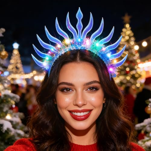 Urieo Light Up Halo Headband Glowing Festival Christmas Hair Accessories