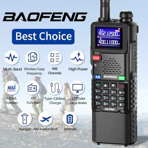 Baofeng Radio Ham Radio Long Range 5RM 10W Handheld Rechargeable 3800mAh Extended Battery NOAA Emergency Weather Tactical Two Way Radio Walkie Talkies For Adults USB-C Charger for Survival Gear,2 Pack