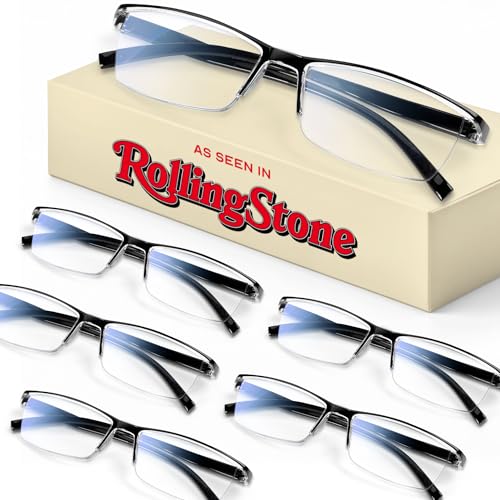 Gaoye 6 pack 1.75 Executive Style Reading Glasses Men - Durable Readers with Blue Light Filtering- Comfortable Fit with TR...