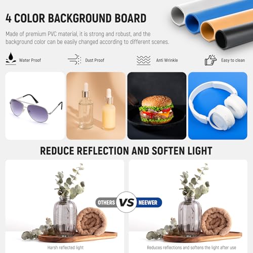 NEEWER 50W Upgraded Photo Studio Light Box, 24"x24" Portable Folding Photography Lightbox, 4 Backdrops, 5600K 160 LEDs 520...