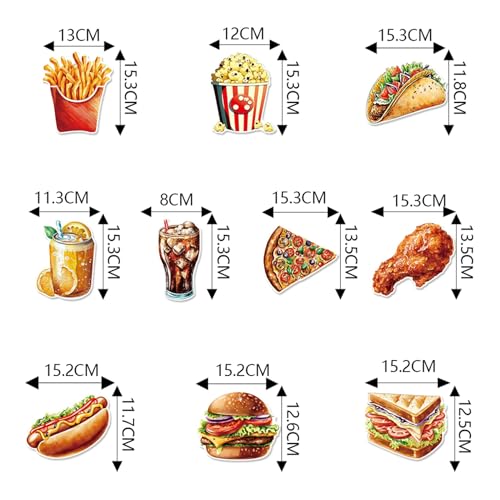 40 Pcs Fast Food Hanging Swirls Includes 20 Pcs Fast Food Hanging Cards, 20 Pcs Single Hanging Swirls for Hamburger Party ...
