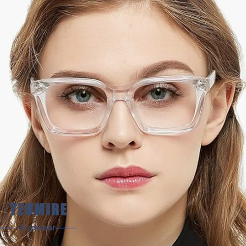 Teumire Classic Clear Lens Glasses for Women Men Thick Square Frame Eyewear Non Prescription Eyeglasses 2 Pack