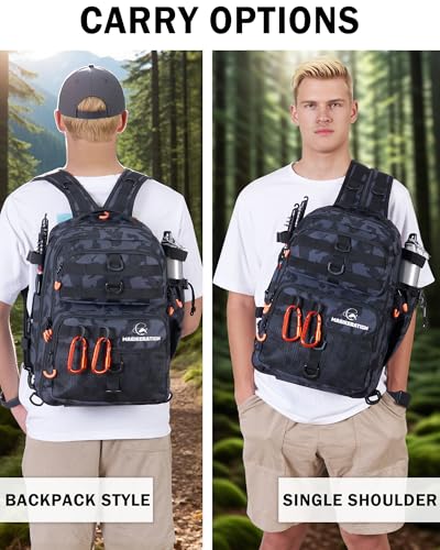 Fishing Backpack with Rod Holders,900D Oxford Water-Resistant Fishing Gear,42L Large Storage Tackle Bag for Men