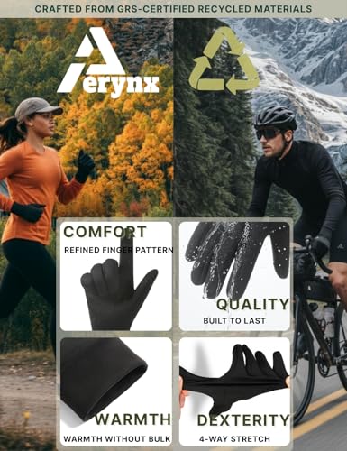 Aerynx Lightweight Running Winter Gloves Touch Screen Gloves Liners for Cycling Biking for Men Women